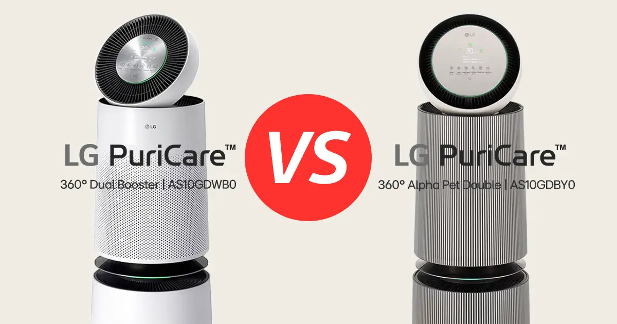 LG PuriCare 360º Air Purifier Alpha Pet Double vs Dual Booster
